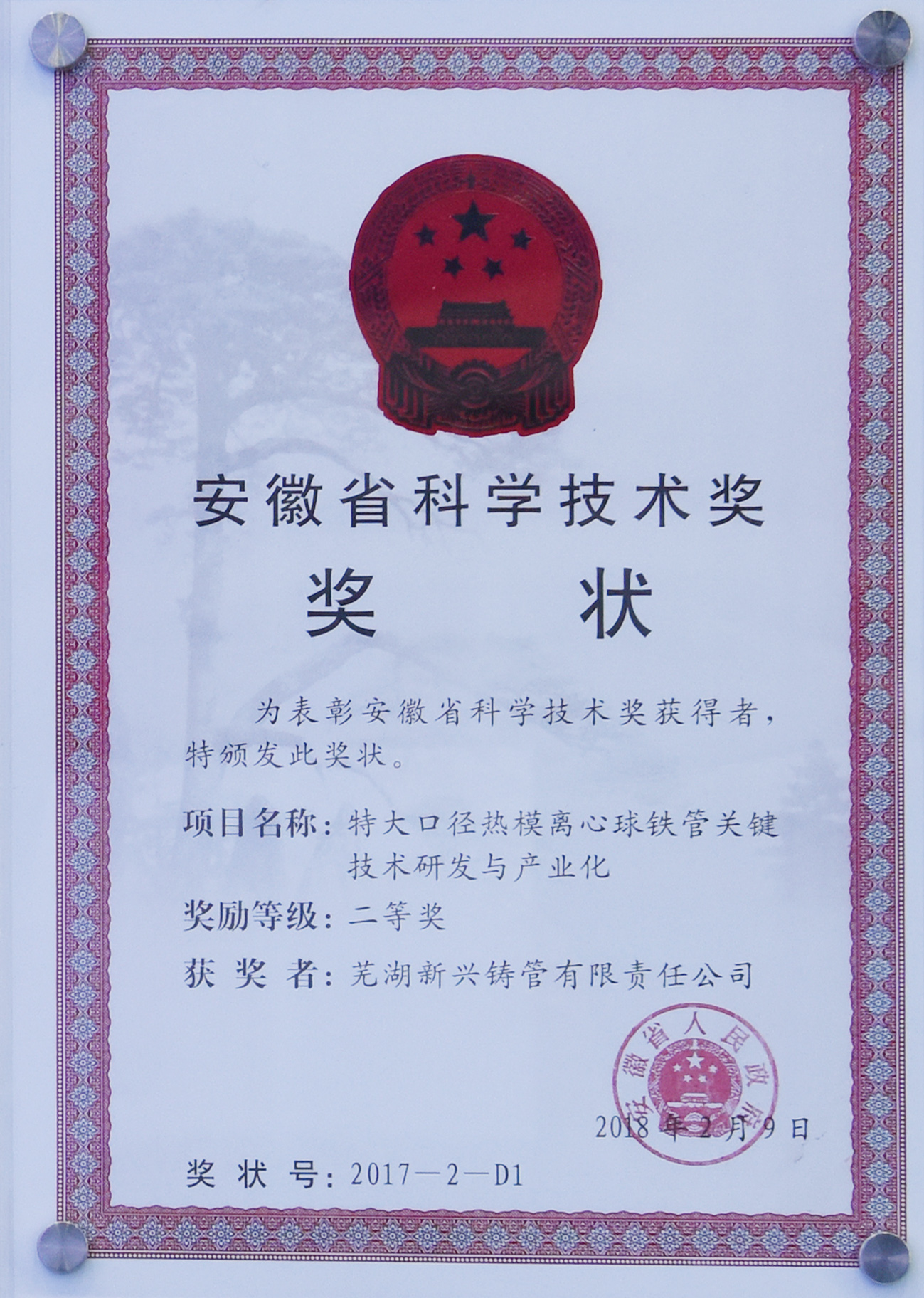 芜湖新兴铸管喜获安徽省科学技术奖.jpg